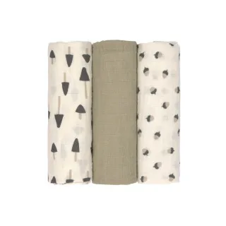 LASSIG TETRA PELENE OD MUSLINA LITTLE FOREST OLIVE 3 KOM (85 X 85 CM) 