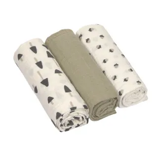 LASSIG TETRA PELENE OD MUSLINA LITTLE FOREST OLIVE 3 KOM (85 X 85 CM) 