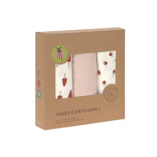 LASSIG TETRA PELENE OD MUSLINA LITTLE FOREST POWDER PINK 3 KOM (85 X 85 CM)
