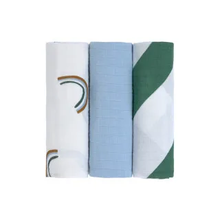 LASSIG TETRA PELENE OD MUSLINA HAPPY RASCALS SKY BLUE 3 KOM (85 X 85 CM) 