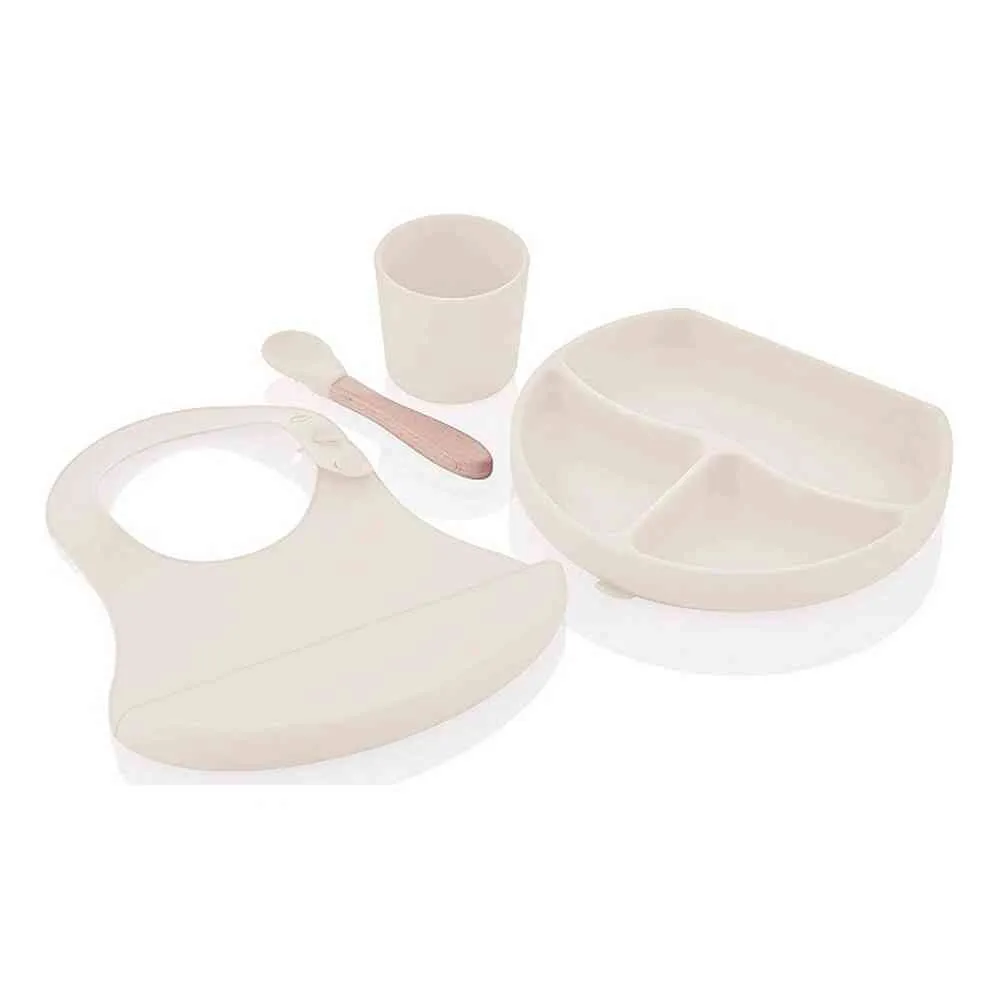 BABYJEM SILIKONSKI SET ZA HRANJENJE- ECRU 