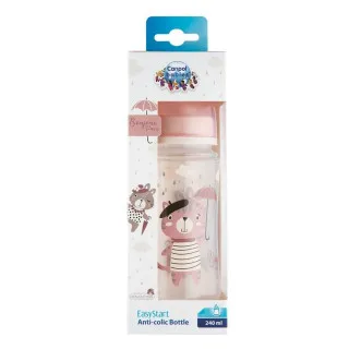 CANPOL BABIES FLASICA 240ML SIROKI VRAT, PP - BONJOUR PARIS 35/232 PINK