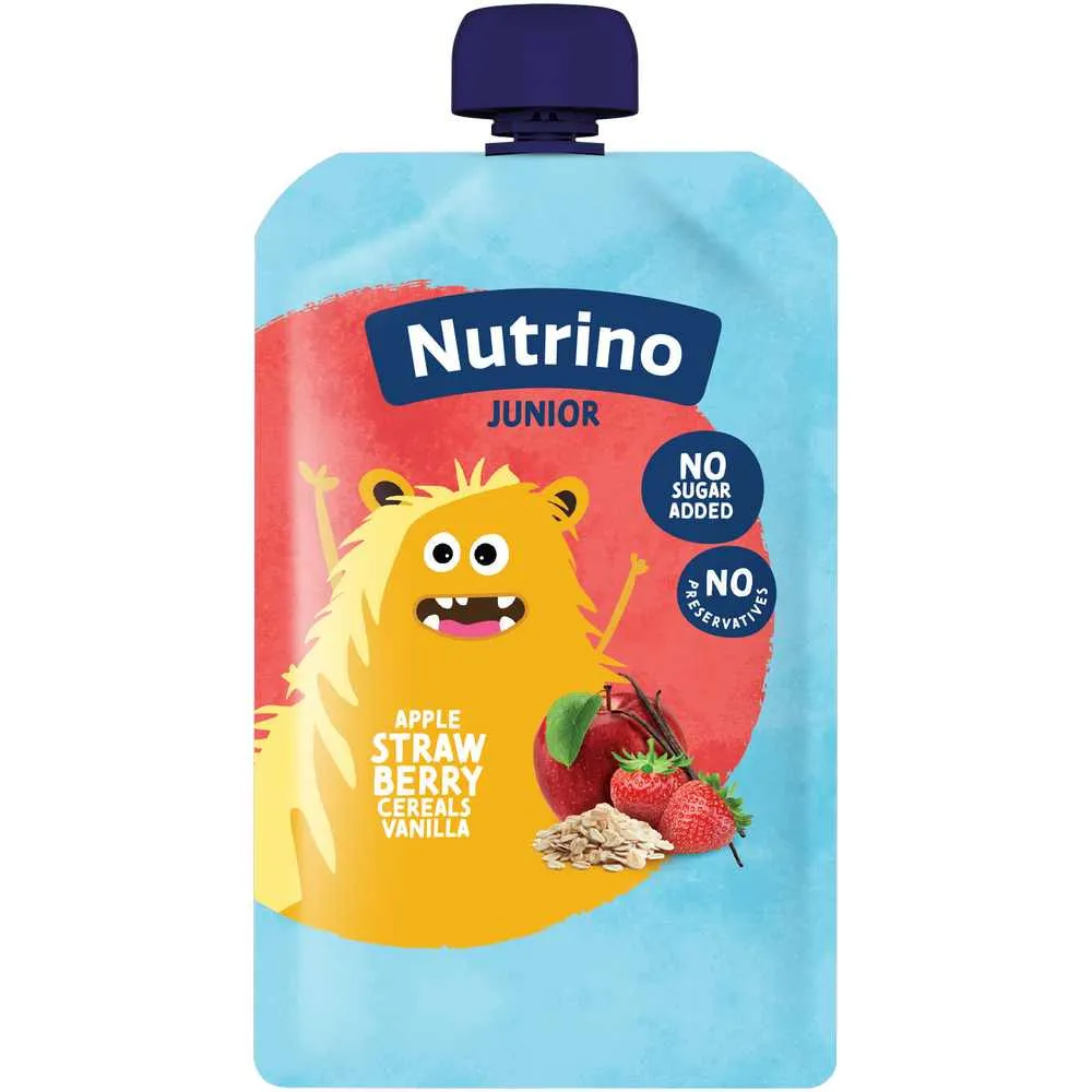 NUTRINO JUNIOR POUCH JABUKA, JAGODA, ZITARICE, VANILA 180G 