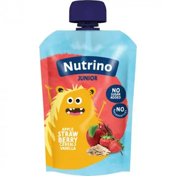 NUTRINO JUNIOR POUCH JABUKA, JAGODA, ZITARICE, VANILA 100G 