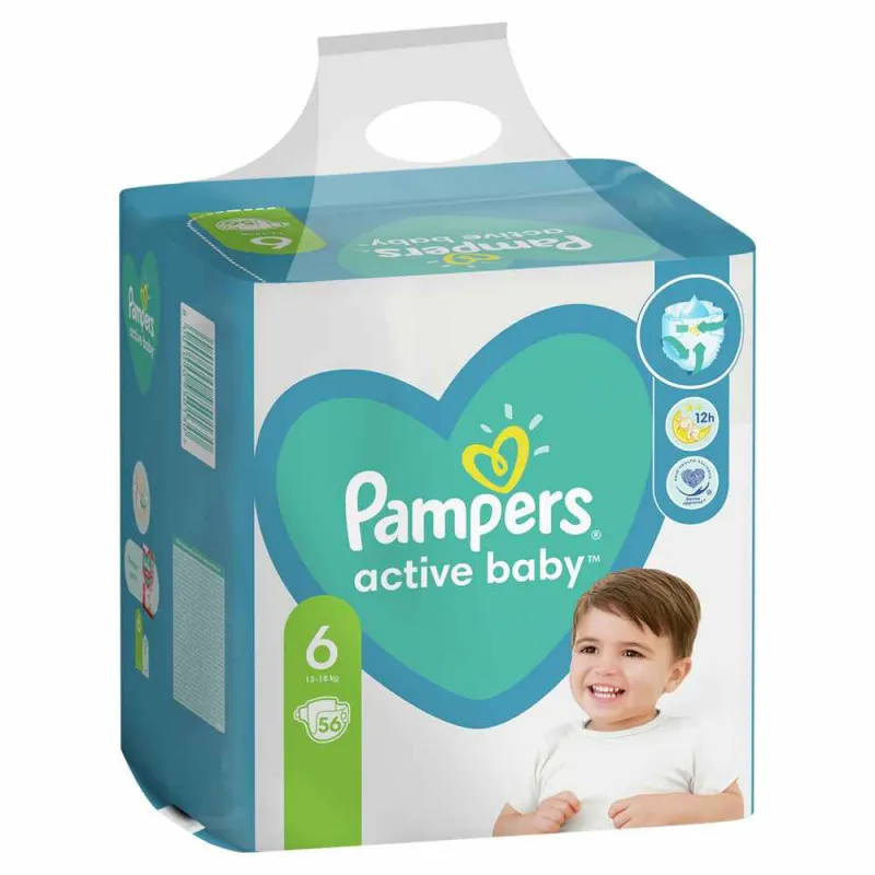 PAMPERS PELENE ACTIVE BABY GP EXTRA 6, 13+KG, 56KOM