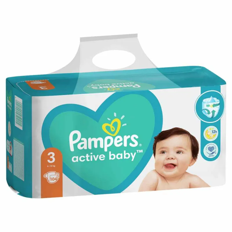 PAMPERS PELENE ACTIVE BABY GPP MIDI 3, 6-10KG,104KOM
