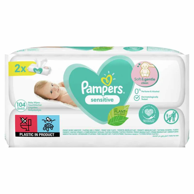 PAMPERS VLAZNE MARAMICE SENSITIVE DUO 2X52KOM 