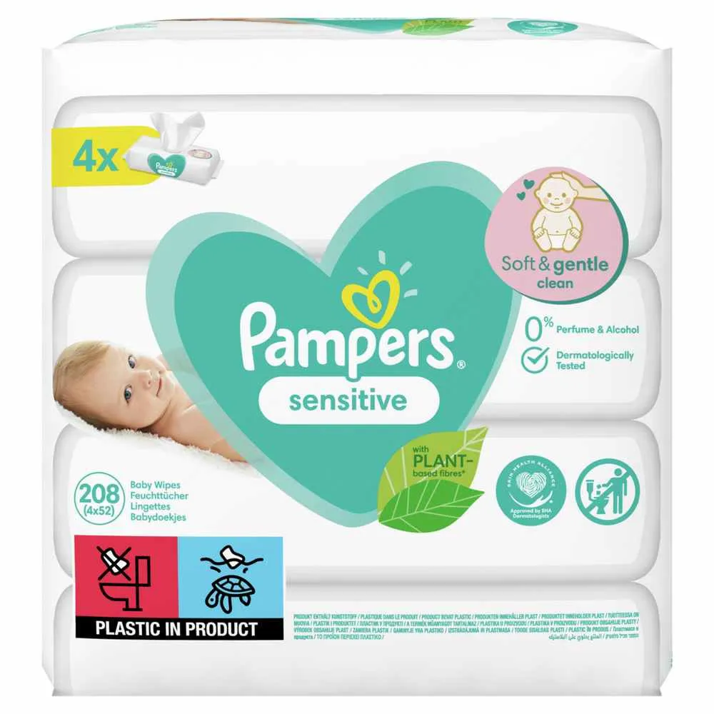 PAMPERS VLAZNE MARAMICE SENSITIVE QUATTRO 4X52KOM 