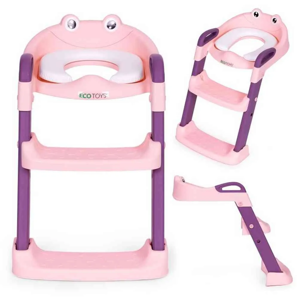 ADAPTER ZA WC ŠOLJU ZA DECU SA STEPENIKOM  PINK ECOTOYS 