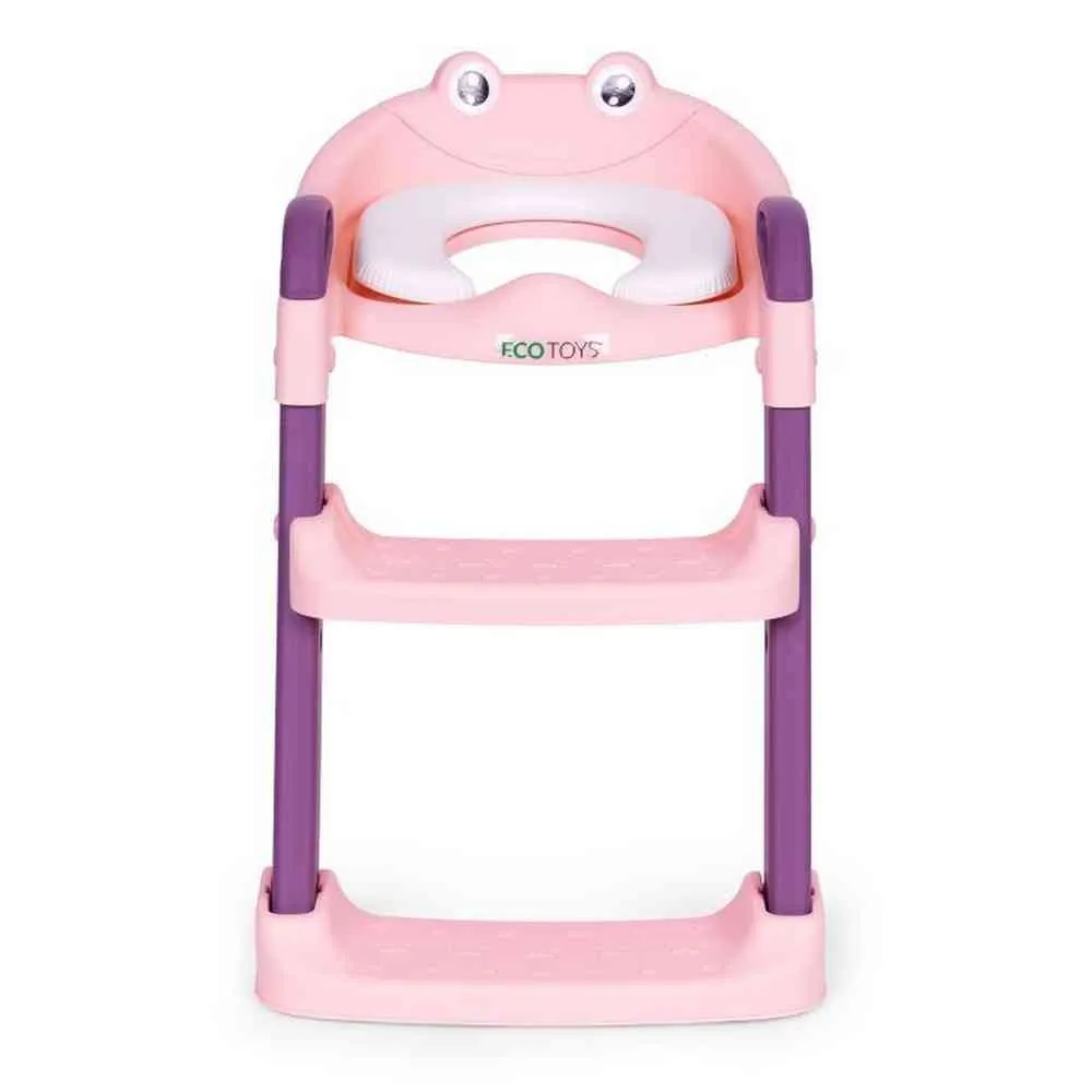 ADAPTER ZA WC ŠOLJU ZA DECU SA STEPENIKOM  PINK ECOTOYS 
