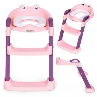 ADAPTER ZA WC ŠOLJU ZA DECU SA STEPENIKOM  PINK ECOTOYS 