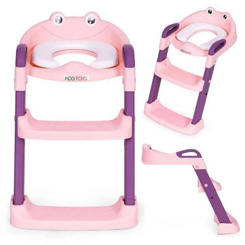 ADAPTER ZA WC ŠOLJU ZA DECU SA STEPENIKOM  PINK ECOTOYS 