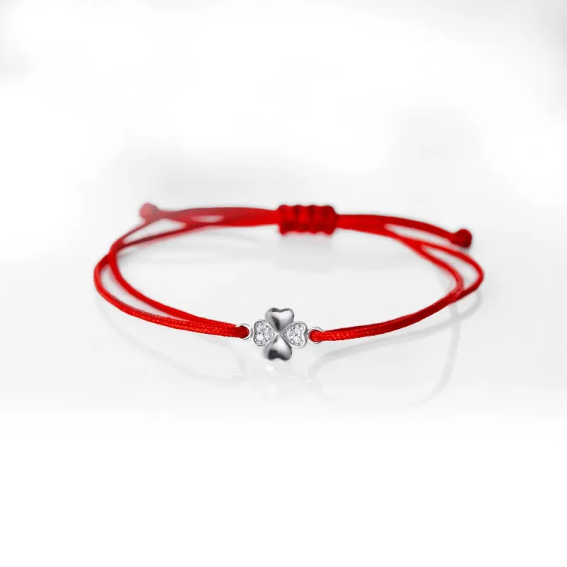 SILVER LINE NARUKVICA BELA SRECNA DETELINA SA CIRKONIMA