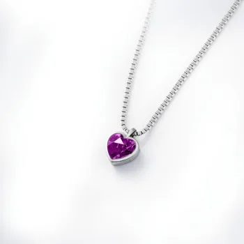 SILVER LINE OGRLICA LJUBICASTO KRISTALNO SRCE