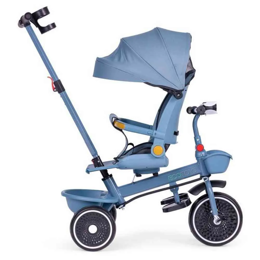 2U1 TRICIKL SA ROTIRAJUĆIM SEDIŠTEM I SKLOPIVOM TENDOM BLUE ECOTOYS 