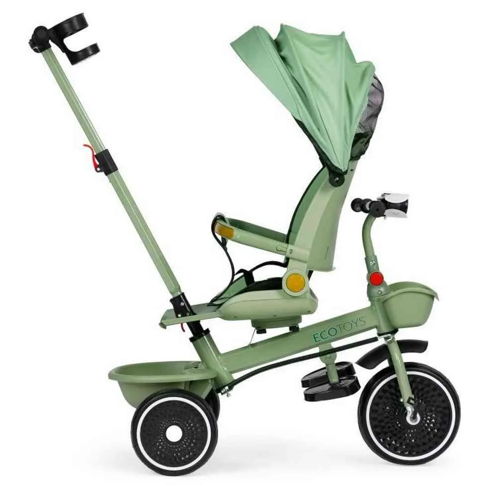 2U1 TRICIKL SA ROTIRAJUĆIM SEDIŠTEM I SKLOPIVOM TENDOM GREEN ECOTOYS 