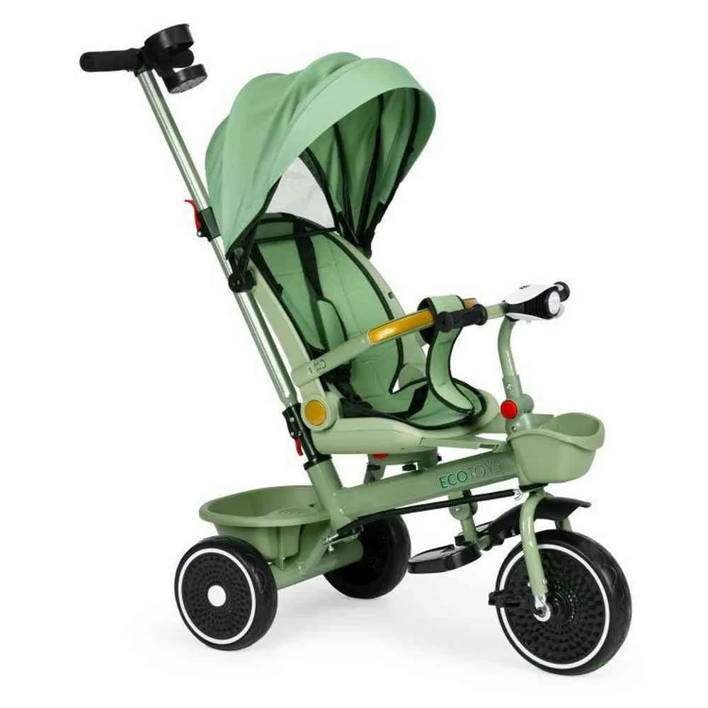 2U1 TRICIKL SA ROTIRAJUĆIM SEDIŠTEM I SKLOPIVOM TENDOM GREEN ECOTOYS 