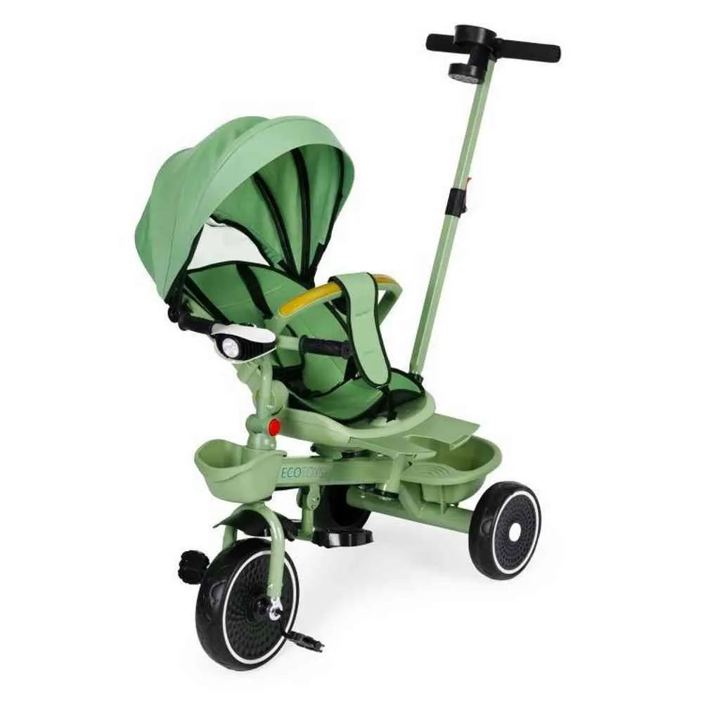 2U1 TRICIKL SA ROTIRAJUĆIM SEDIŠTEM I SKLOPIVOM TENDOM GREEN ECOTOYS 