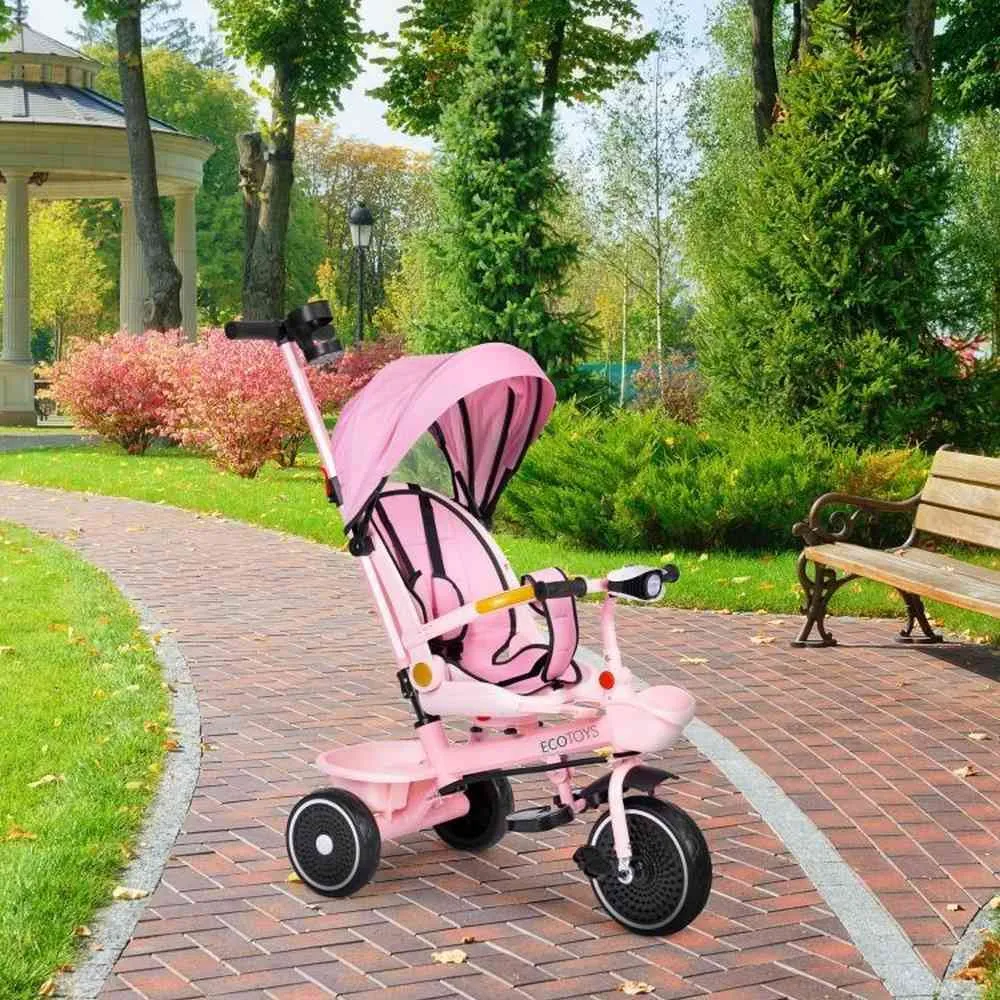 2U1 TRICIKL SA ROTIRAJUĆIM SEDIŠTEM I SKLOPIVOM TENDOM PINK ECOTOYS 