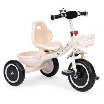 TRICIKL SA NEKLIZAJUĆIM RUKOHVATIMA  ZVONCEM I KORPOM  BEIGE ECOTOYS 